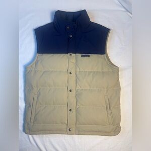 Patagonia Men’s Bivy Down Vest Large Ash Tan / Navy Non-Reversible excellent